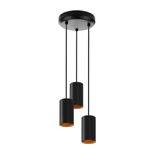 CHLOE GU10 x 3 IP20 pendant lamp black golden round base image 2