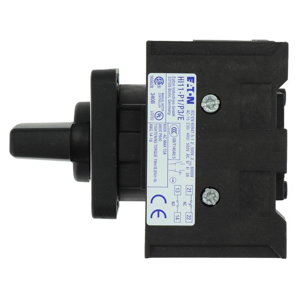 On-Off switch, P1, 40 A, flush mounting, 3 pole, 1 N/O, 1 N/C, with black thumb grip and front plate image 11
