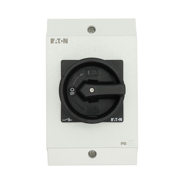 Main switch, P1, 25 A, surface mounting, 3 pole, 1 N/O, 1 N/C, STOP function, With black rotary handle and locking ring, Lockable in the 0 (Off) posit image 45