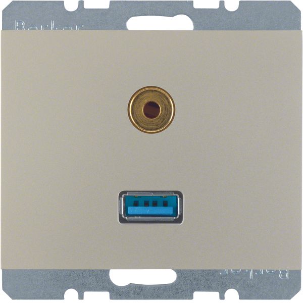USB/3.5 mm audio soc. out., K.5, stainless steel matt, lacq. image 1