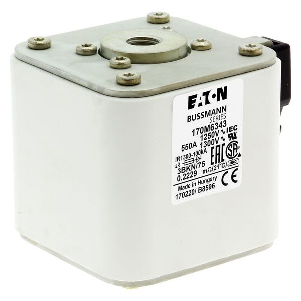 Fuse-link, high speed, 550 A, AC 1250 V, size 3, 76 x 92 x 76 mm, aR, IEC, UL, single indicator image 11