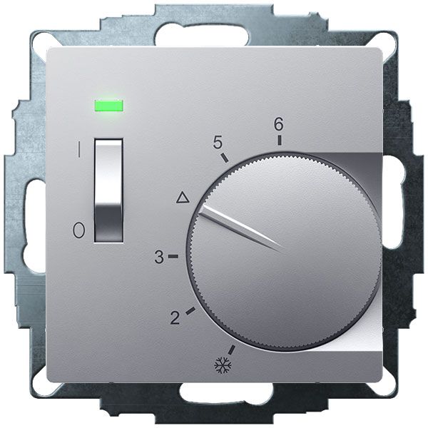 UP room controller, aluminum 55x55, 5-30C, AC 230V, 1 opener, 10 A, temperature reduction approx. 4K, switch on/off, display controller "heating" image 2