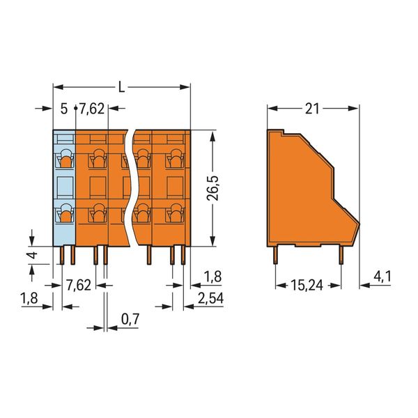 Double-deck PCB terminal block 2.5 mm² Pin spacing 7.62 mm orange image 3