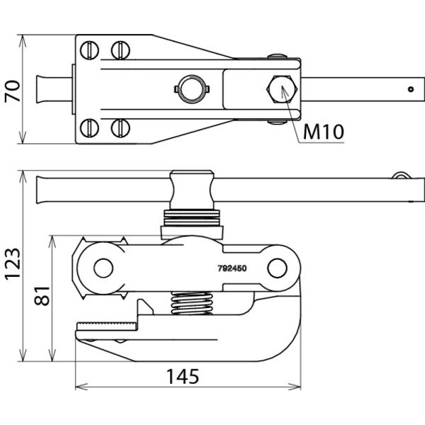 Rail connection clamp with detachable tommy bar image 2