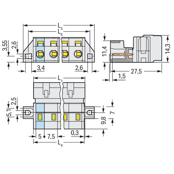 1-conductor male connector CAGE CLAMP® 2.5 mm² light gray image 5