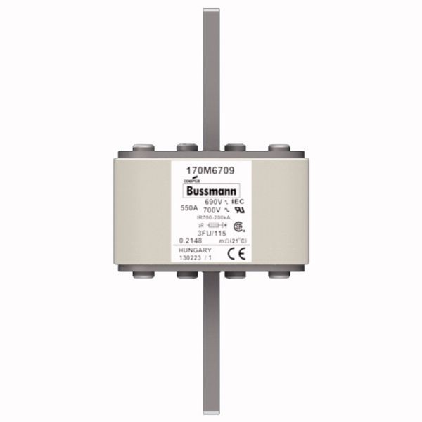 Fuse-link, high speed, 315 A, AC 1250 V, size 3, 76 x 92 x 159 mm, aR, IEC, UL, single indicator image 1