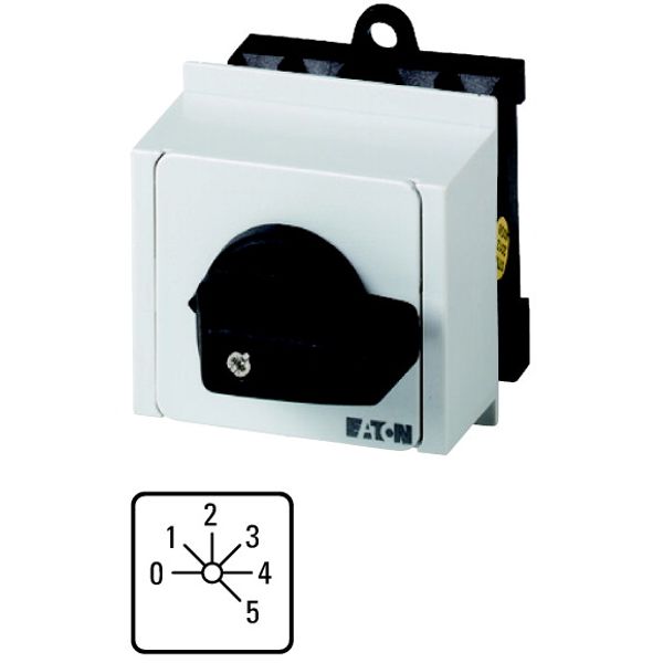 Step switches, T0, 20 A, service distribution board mounting, 3 contact unit(s), Contacts: 5, 45 °, maintained, With 0 (Off) position, 0-5, Design num image 1