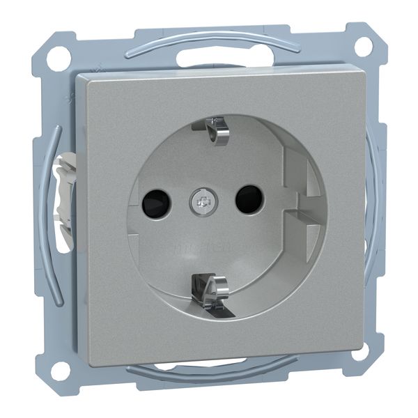 SCHUKO socket-outlet, shutter, screwless terminals, aluminium, System M image 3