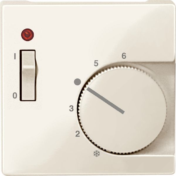 Central plate f. room temp. ctrl insert w. switch, white, glossy, System M image 1