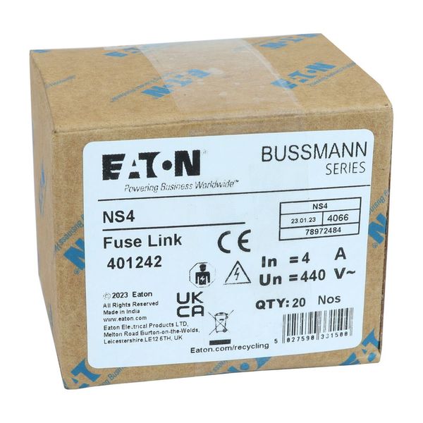 Fuse-link, LV, 4 A, AC 440 V, BS88/F1, 15 x 62 mm, gL/gG, BS image 13