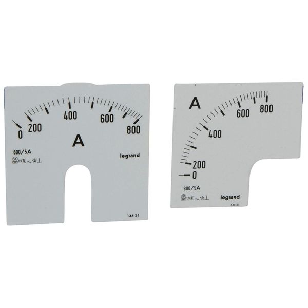 Measuring dial for ammeter - 0-800 A - fixing on door image 1