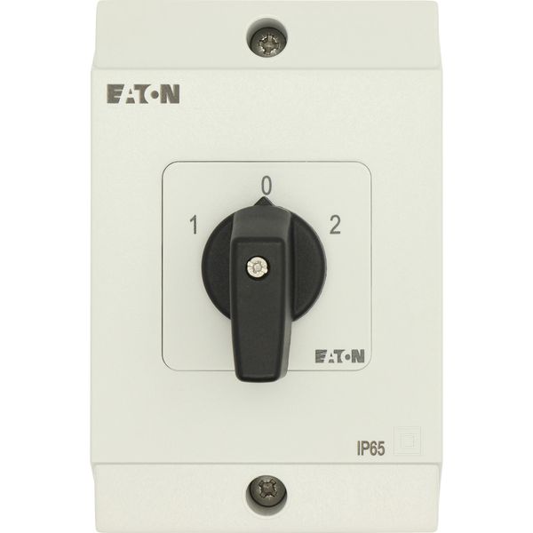 Reversing switches, T3, 32 A, surface mounting, 2 contact unit(s), Contacts: 4, 45 °, maintained, With 0 (Off) position, 1-0-2, Design number 8400 image 42