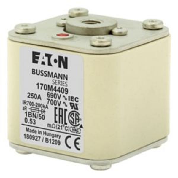 Fuse-link, high speed, 250 A, AC 1250 V, size 1, 53 x 69 x 80 mm, aR, IEC, UL, single indicator image 2