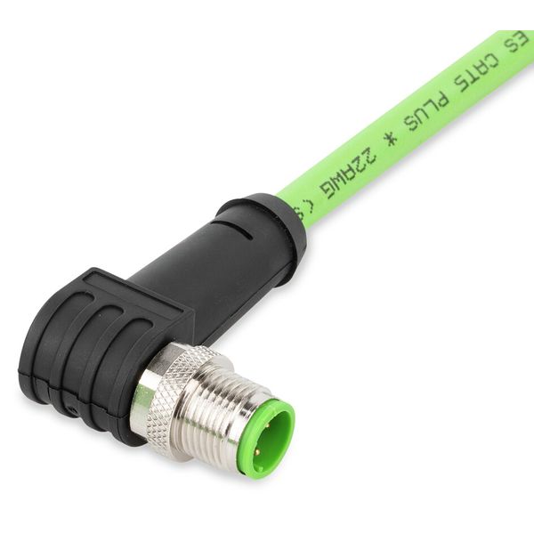 ETHERNET cable M12D plug angled 4-pole green image 2