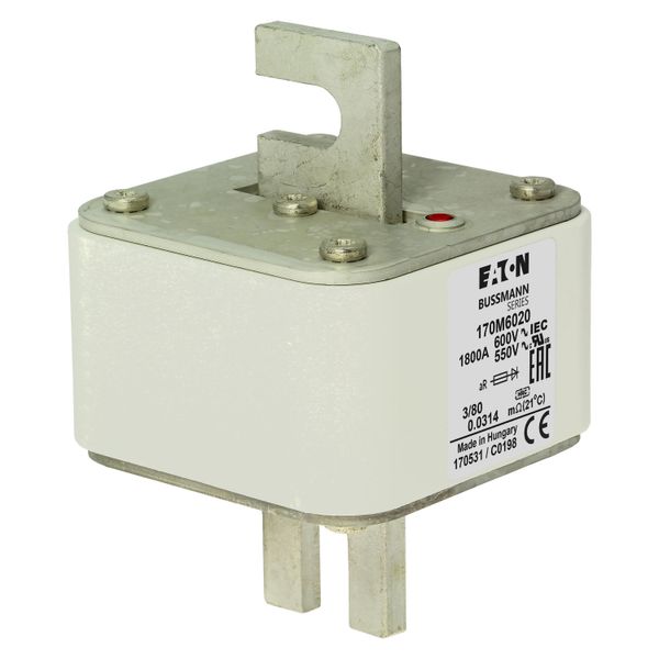 Fuse-link, high speed, 1800 A, AC 600 V, DIN 3, 76 x 76 x 109 mm, aR, DIN, IEC, single indicator image 11