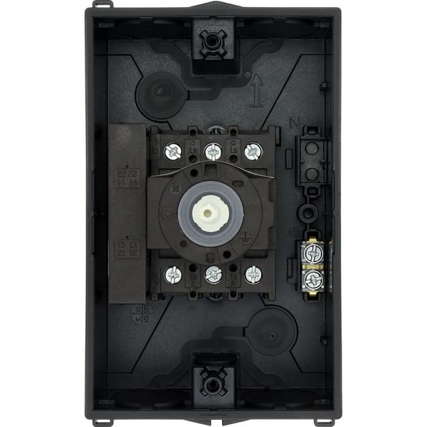 Main switch, P1, 25 A, surface mounting, 3 pole, 1 N/O, 1 N/C, STOP function, With black rotary handle and locking ring, Lockable in the 0 (Off) posit image 24