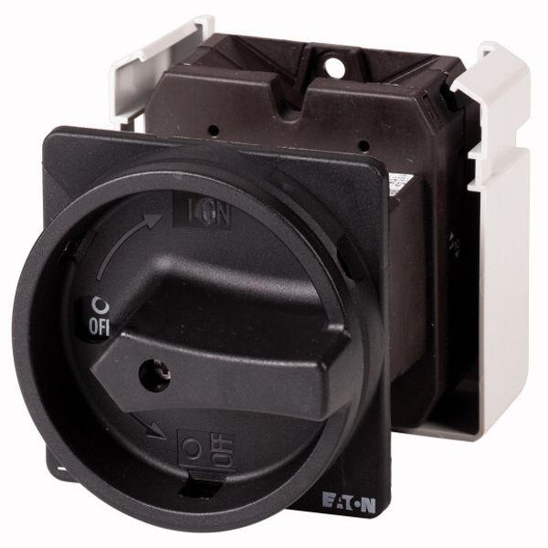 Main switch, T5, 100 A, rear mounting, 4 contact unit(s), 8-pole, STOP function, With black rotary handle and locking ring, Lockable in the 0 (Off) po image 1