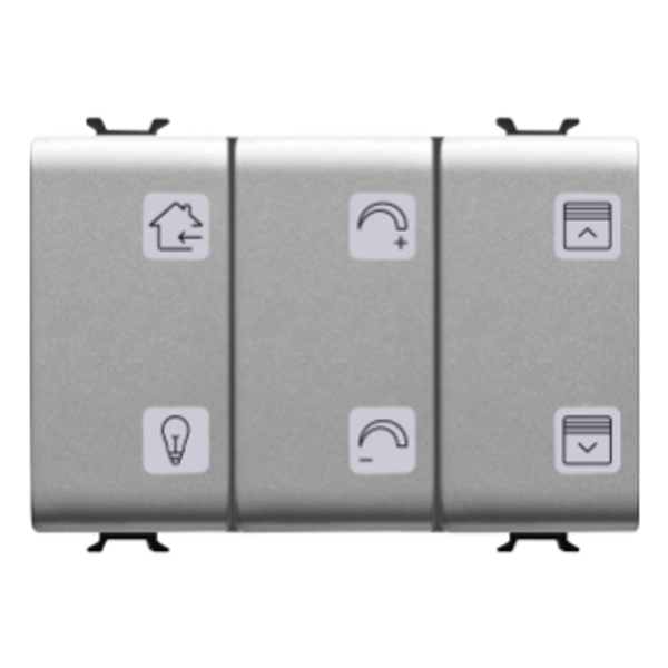 PUSH-BUTTON PANEL WITH INTERCHANGEABLE SYMBOLS - WITH ROLLER SHUTTERS ACTUATOR - KNX -  6+1 CHANNELS - 3 MODULES - TITANIUM - CHORUS image 1