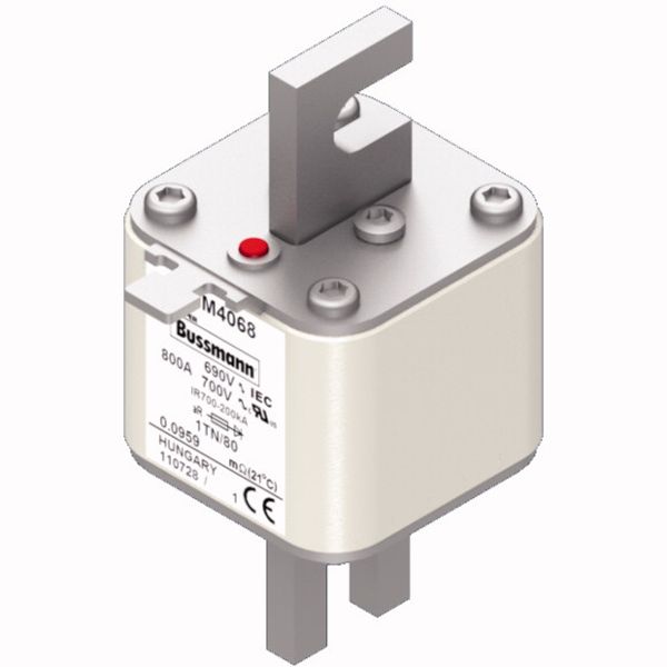 Fuse-link, high speed, 800 A, AC 690 V, DIN 1, 53 x 66 x 108 mm, aR, DIN, IEC, single indicator image 2