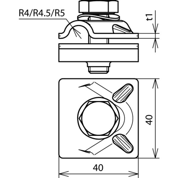 MV clamp StSt f. Rd 10mm with hexagong screw and spring washer image 2