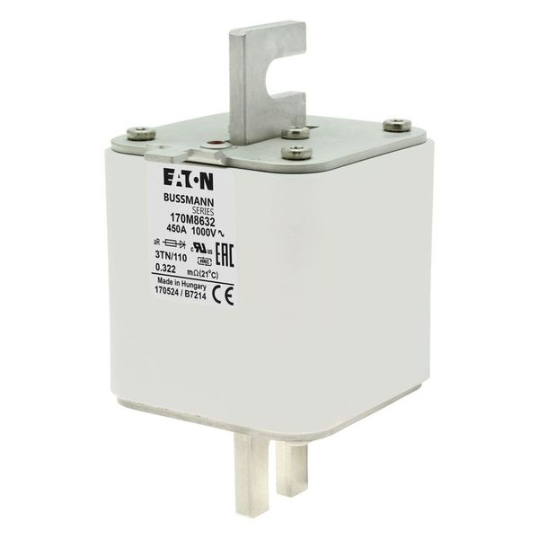 Fuse-link, high speed, 450 A, AC 1000 V, DIN 3, 74 x 90 x 139 mm, aR, DIN, IEC, single indicator image 8