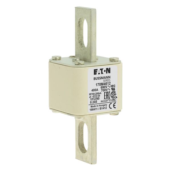 Fuse-link, high speed, 400 A, AC 690 V, size 1, 53 x 69 x 136 mm, aR, IEC, UL, no indicator, 90 mm centers image 9