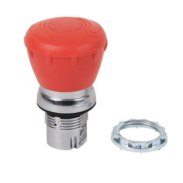 Push Button, Twist to Release, 40mm Mushroom Head, Red, Metal image 1
