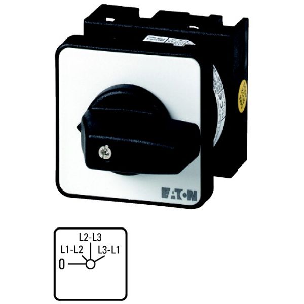 Voltmeter selector switches, T0, 20 A, center mounting, 2 contact unit(s), Contacts: 4, 45 °, maintained, With 0 (Off) position, 0-Phase/Phase, Design image 1
