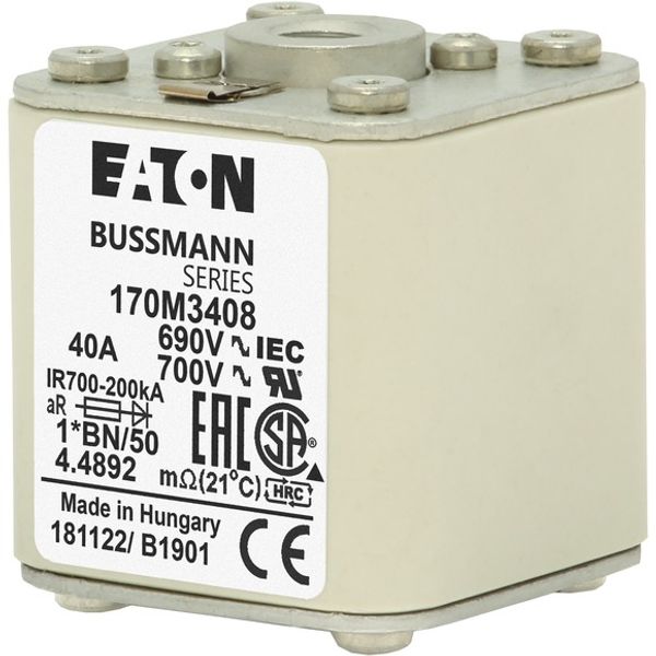 Fuse-link, high speed, 63 A, AC 690 V, compact size 1, 45 x 59 x 51 mm, aR, IEC, UL, single indicator, flush end, M8 image 7