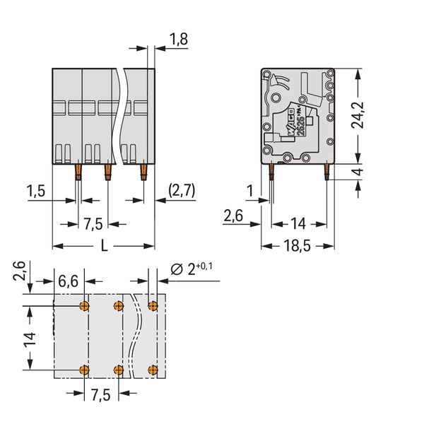 PCB terminal block 6 mm² Pin spacing 7.5 mm gray image 3