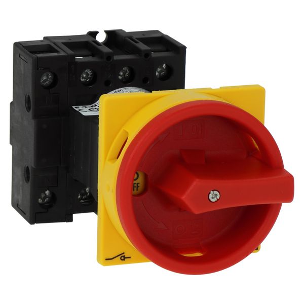 Main switch, P1, 40 A, rear mounting, 3 pole + N, Emergency switching off function, With red rotary handle and yellow locking ring, Lockable in the 0 image 14