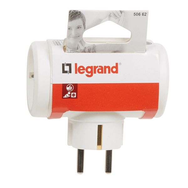 2P+E multi-socket plug - German std - 3 side outlets - white - cardboard image 3