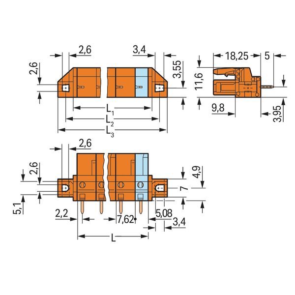 THT female header straight Pin spacing 7.62 mm orange image 2