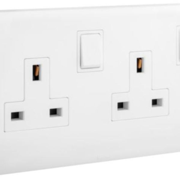 Eloe 2 gang BS 13A double pole switched socket image 1