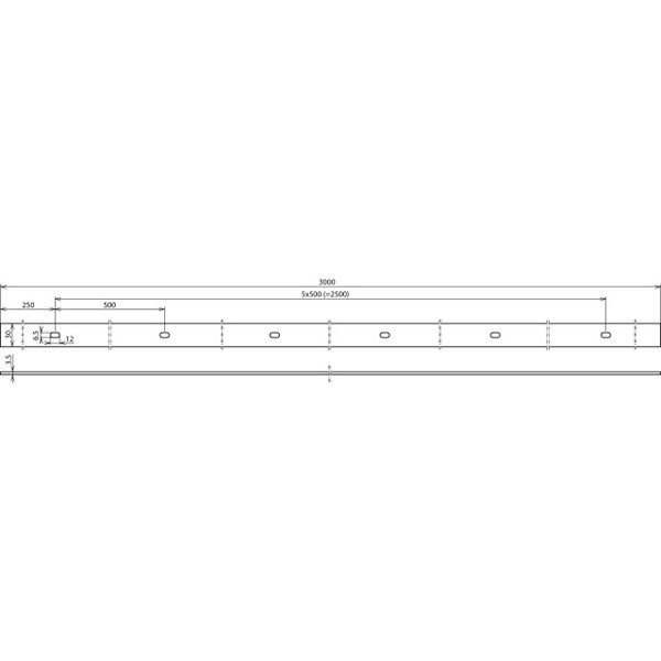 Connection lug Fl 30x3.5 mm StSt L 3000 mm with 5 bores 6.5x12 mm image 2