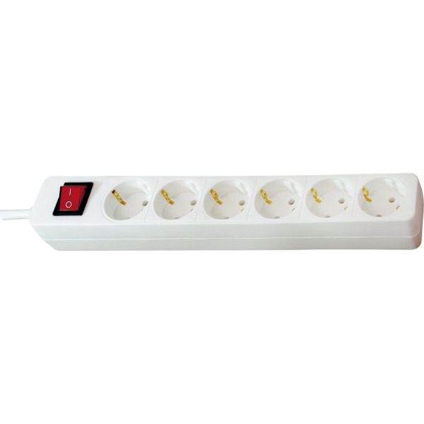 6-fold socket outlet white with switch 1,4 m H05VV-F 3G1,5 image 1