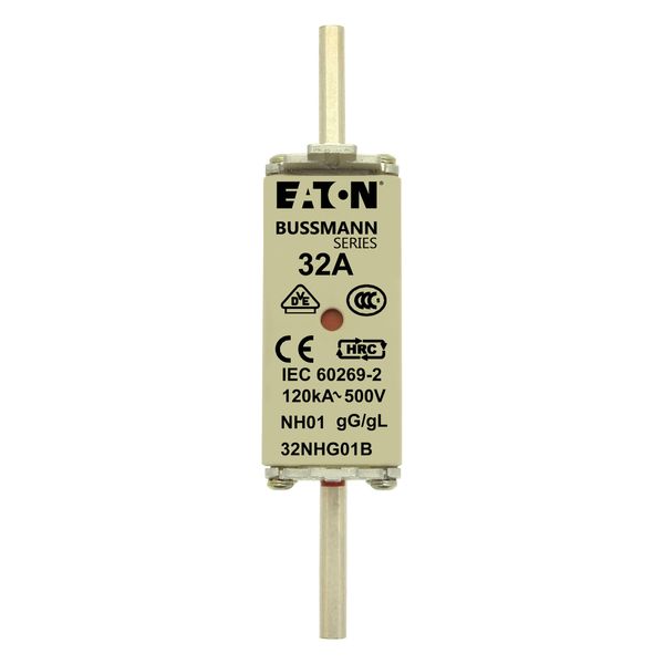 Fuse-link, LV, 32 A, AC 500 V, NH01, gL/gG, IEC, dual indicator, live gripping lugs image 13