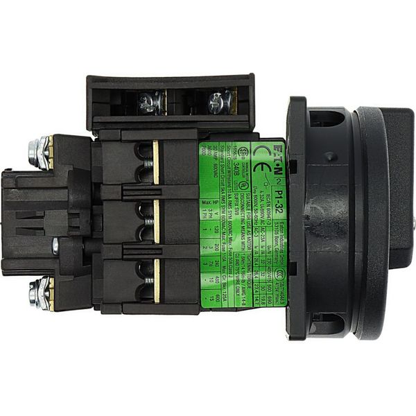 Main switch, P1, 32 A, flush mounting, 3 pole, 1 N/O, 1 N/C, STOP function, With black rotary handle and locking ring, Lockable in the 0 (Off) positio image 22