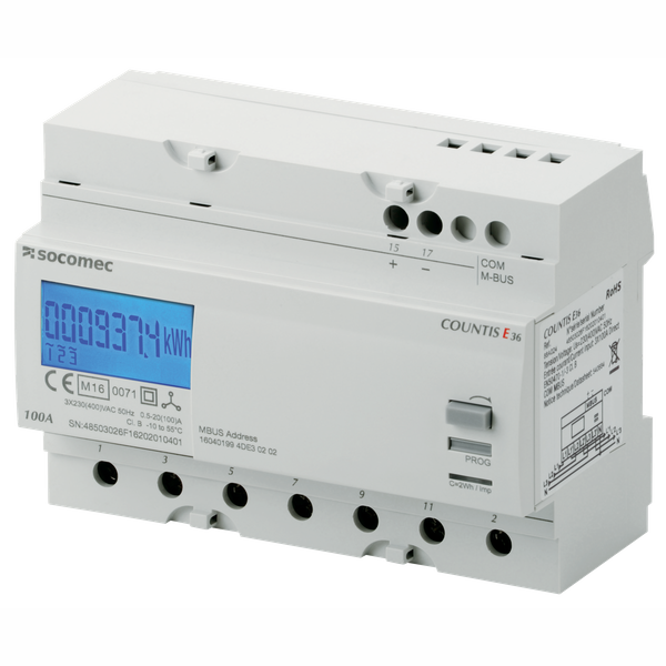 Active-energy meter COUNTIS E36 Direct 100A dual tariff with M-BUS com image 1