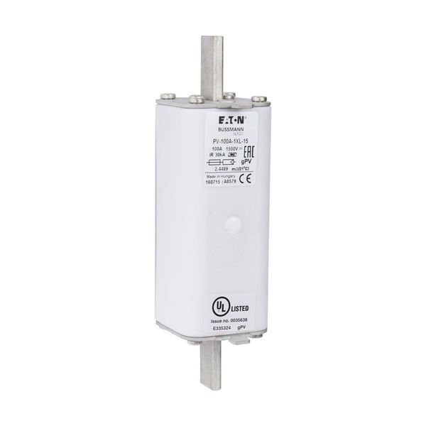 Fuse-link, high speed, 100 A, DC 1500 V, 1XL, 51 x 189 mm, gPV, IEC, UL, with indicator image 10