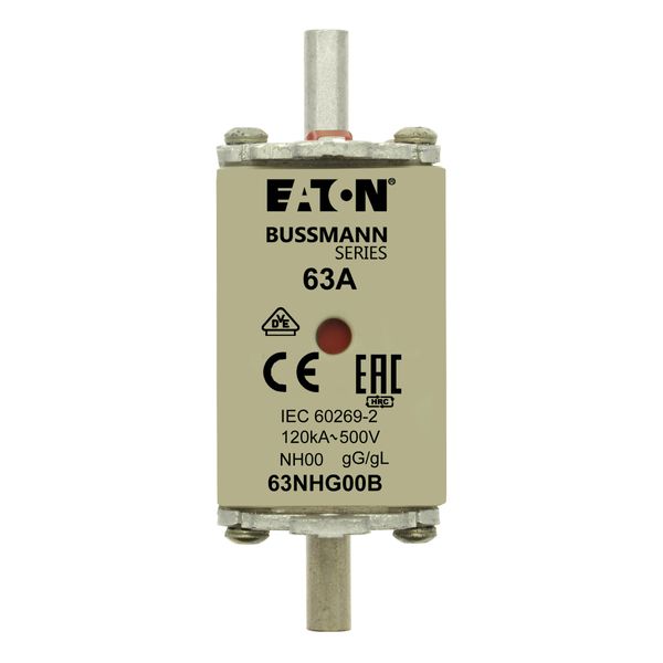 Fuse-link, low voltage, 63 A, AC 500 V, NH00, gL/gG, IEC, dual indicator image 15