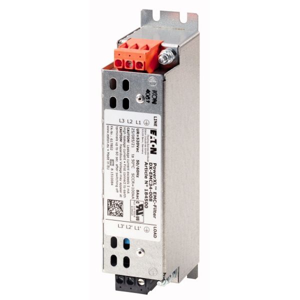 Radio interference suppression filter, three-phase, low leakage current, ULN= max. 520 + 10% V, 30 A, For use with: DC1, DA1, DM1, DG1 image 1