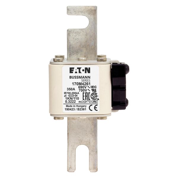 Fuse-link, high speed, 350 A, AC 690 V, DIN 1, 53 x 69 x 138 mm, aR, DIN, IEC, single indicator image 10