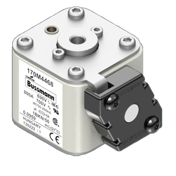 Fuse-link, high speed, 800 A, AC 690 V, size 1, 53 x 69 x 51 mm, aR, IEC, UL, type K indicator, flush end, M8 image 3