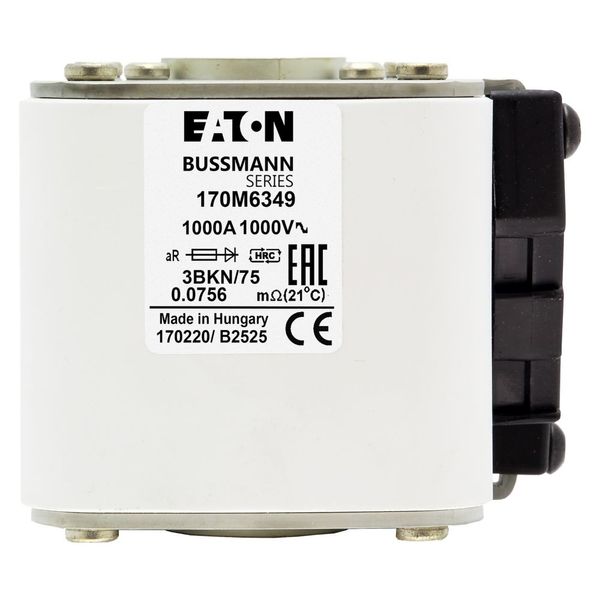 Fuse-link, high speed, 1100 A, AC 1000 V, size 3, 76 x 92 x 76 mm, aR, IEC, UL, single indicator image 8