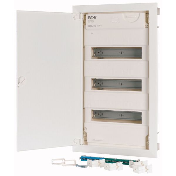 Compact distribution board-flush mounting, 3-rows, flush sheet steel door image 3