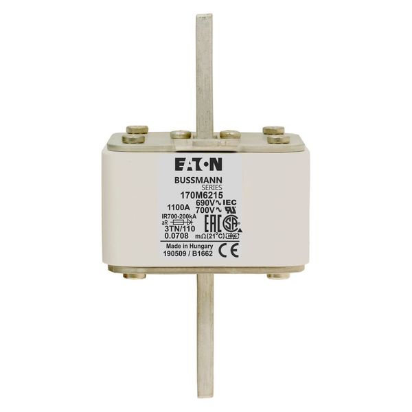 Fuse-link, high speed, 1100 A, AC 690 V, DIN 3, 76 x 90 x 139 mm, aR, DIN, IEC, type T indicator image 9