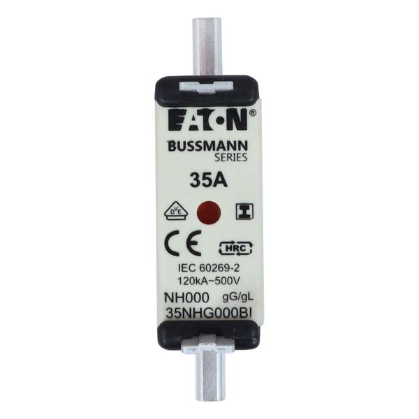 Fuse-link, LV, 35 A, AC 500 V, NH000, gL/gG, IEC, dual indicator, insulated gripping lugs image 6