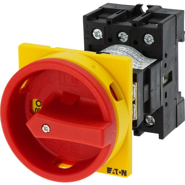 Main switch, P1, 25 A, rear mounting, 3 pole, Emergency switching off function, With red rotary handle and yellow locking ring, Lockable in the 0 (Off image 11