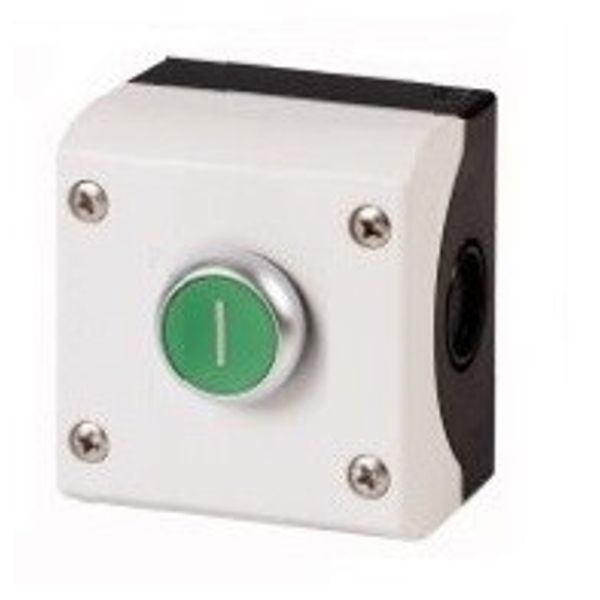 Complete enclosure with push button green, `Iï 1NO+1NC image 1